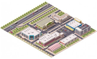 小区工厂3d模型建筑房子设计图片矢量图素材